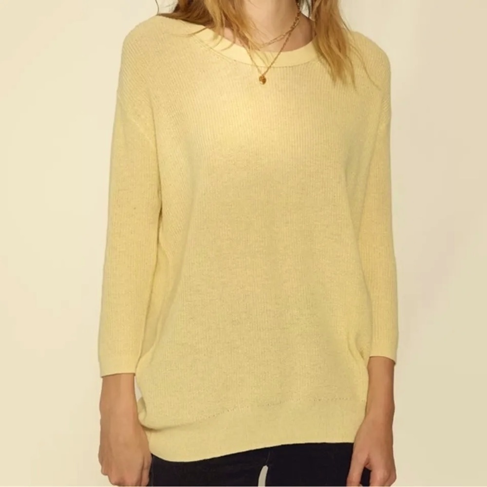 Aritzia Wilfred Merino Wool Balzac Sweater Long Line Crew Neck
